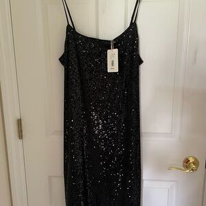 Gianni Bini Black Sequin Slip Dress